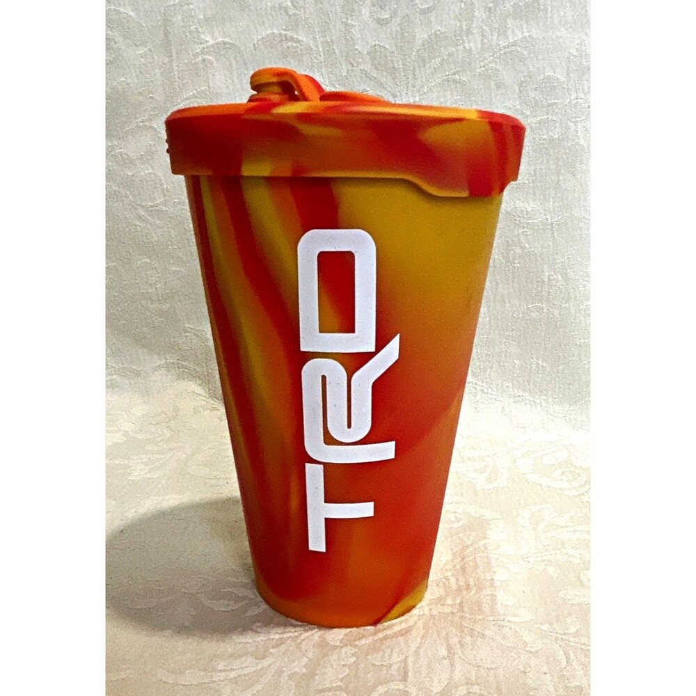 Silicone TRD Logo Swirl Tumbler 11-20 oz Orange Yellow Red w/ Lid & Straw NEW